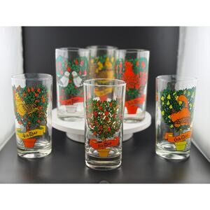 Vintage 12 Days of Christmas Glasses - Complete Set